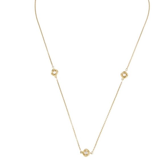 DAVID YURMAN 18K 750 YELLOW GOLD DIAMOND PETITE INFINITY STATION NECKLACE - Picture 1 of 9